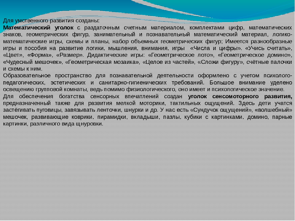 Развивающая среда в группе