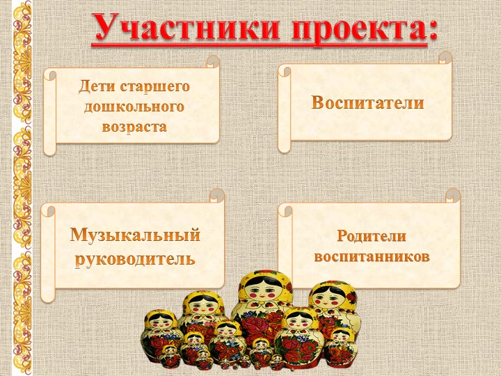 Проект по нравственно-патриотическому воспитанию с использованием фольклора «Весёлая ярмарка»