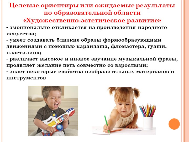 Целевые ориентиры в раннем возрасте в соответствии с ФГОС ДОО