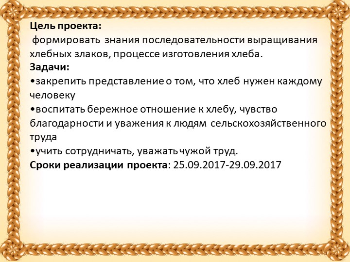Проект в старшей группе "Хлеб всему голова"