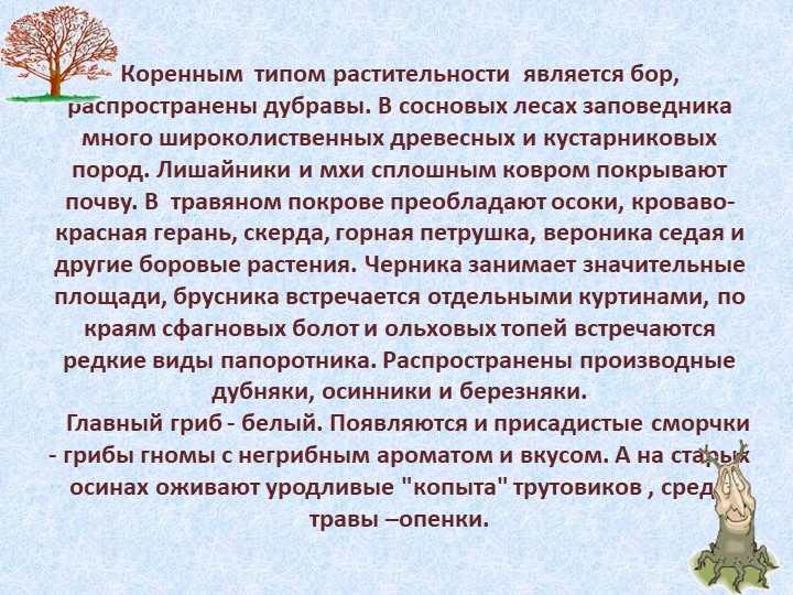 Презентация по познавательному развитию В"Заповеднике"