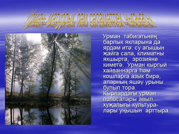 «Туган як табигате һәм аны саклау проблемасының татар теле дәресләрендә чагылышы.»