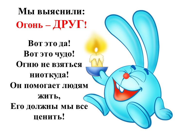 Конспект занятия по ОО "Познавательное развитие". Тема "Огонь друг, огонь враг!" (с использование презентации)