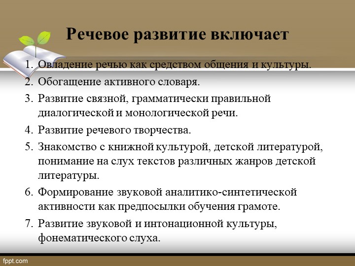 Презентация на тему: "Речевое развитие в соответствии с ФГОС дошкольного образования"