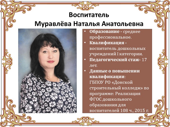 Презентация "Визитная карточка воспитателя"
