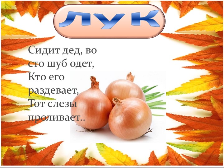 Презентация для детей младшего возраста "Загадки "Овощи и фрукты"