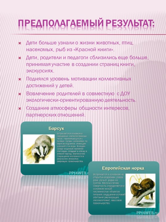 Презентация по экологическому воспитанию на тему "Проект "Красная книга" руками детей и родителей""