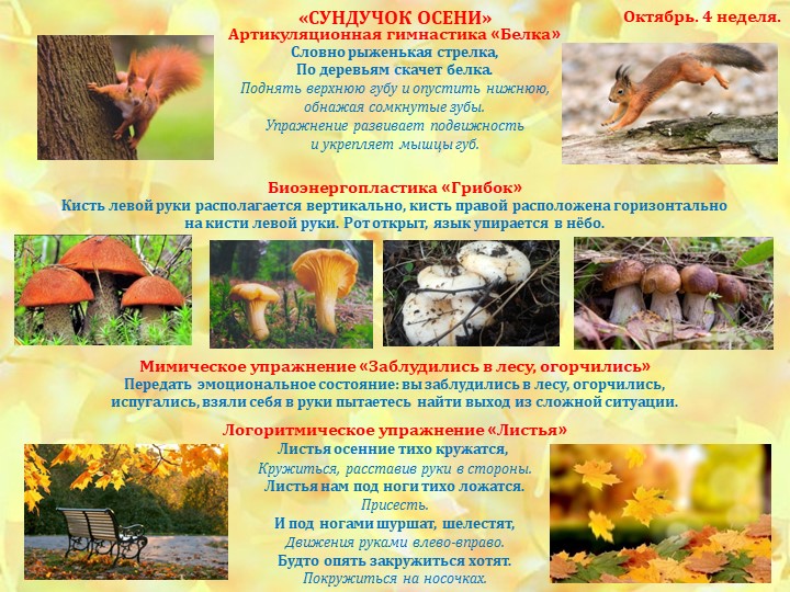 Презентация по интеграции логоритмического компонента "Золотая осень приглашает в гости"