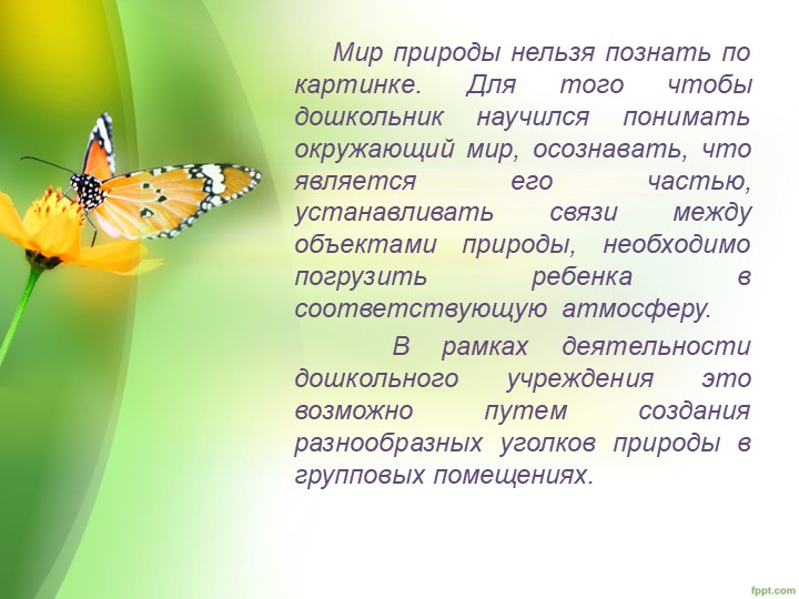 "Уголок природы в ДОУ"