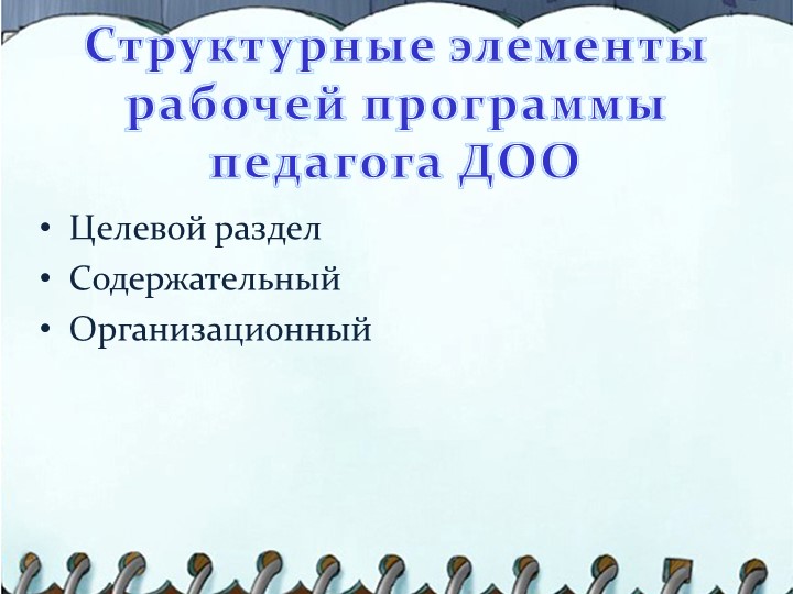 Презентация на тему "Структура написания рабочей программы воспитателя"