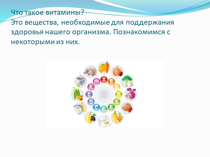 Презентация на тему "Витамины наши друзья"