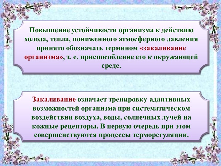 Презентация "Система закаливания летом"