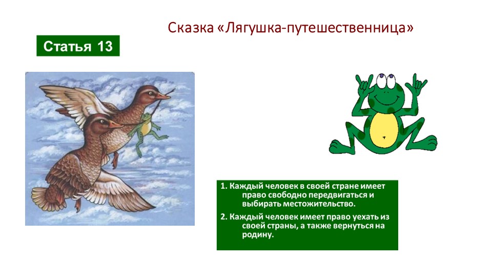 Презентация на тему: "Права человека" (путешествие по сказкам)