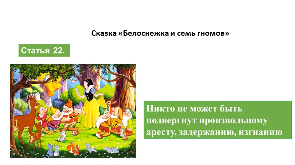 Презентация на тему: "Права человека" (путешествие по сказкам)