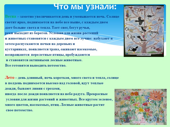 Презентация проекта в ДОУ на тему "Времена года"