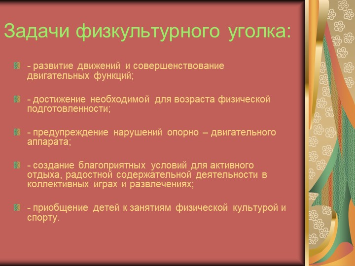 Физкультурные уголки в ДОУ