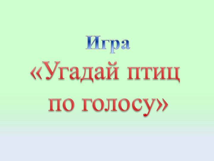 Презентация "Птицы" Подготовительная группа ДОУ