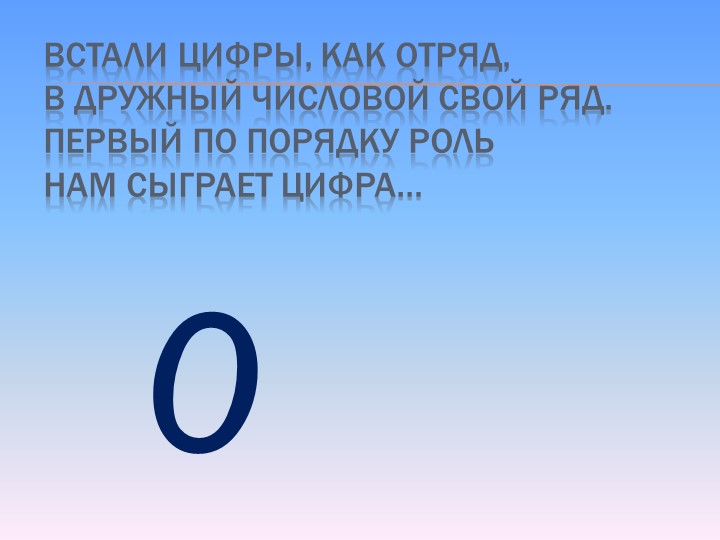 Презентация по математике на тему Цифры от 0 до 9