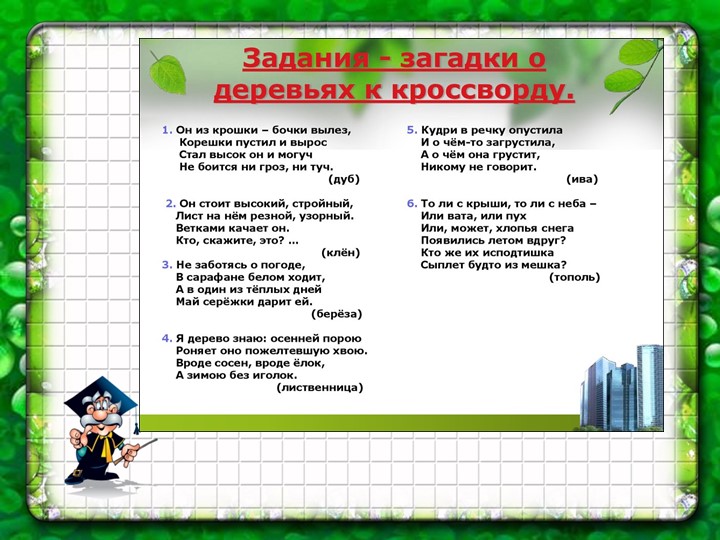 Презентация по познавательному экологическому развитию на тему "Деревья"