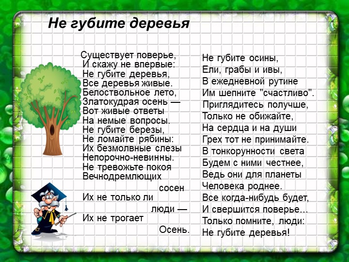 Презентация по познавательному экологическому развитию на тему "Деревья"