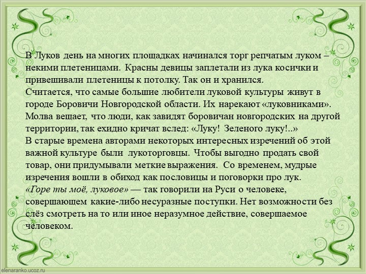 Проект Господин Лук для детей старшей группы