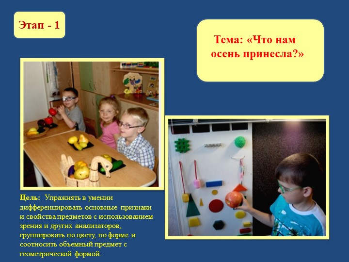 Презентация на тему "Социально-бытовая ориентировка детей с нарушением зрения в условиях ДОУ".