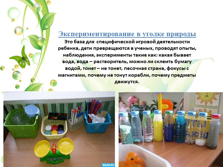 Презентация на тему "Уголок природы в экологическом воспитании дошкольников в младшем возрасте"