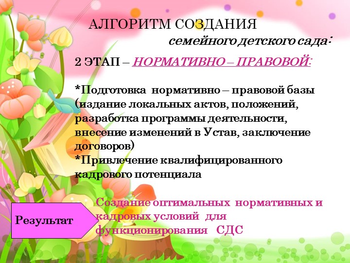 Проект на тему "семейные садики"