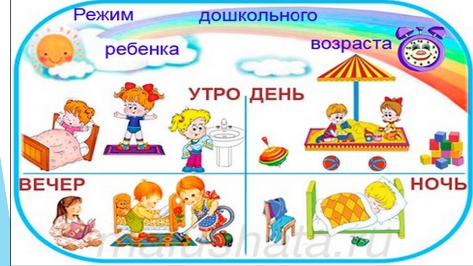 Презентация к беседе в средней группе на тему: "Режим дня"