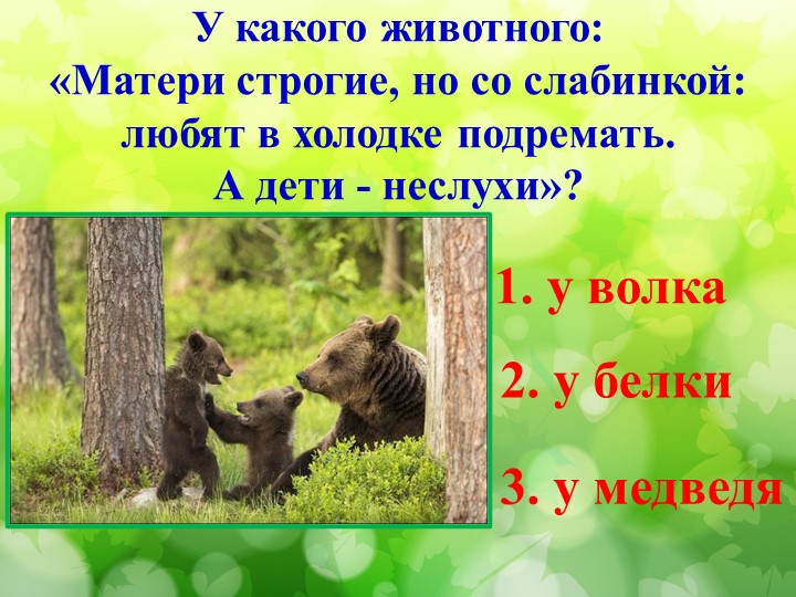 Литературная викторина по произведениям Н.И. Сладкова