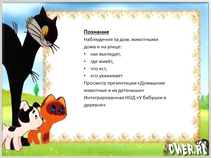 Презентация - проект по ознакомлению с окружающим миром младших дошкольников "Домашние животные"
