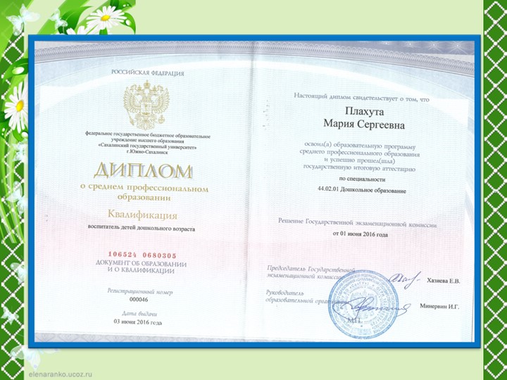 Портфолио для аттестации "Плахута М.С."
