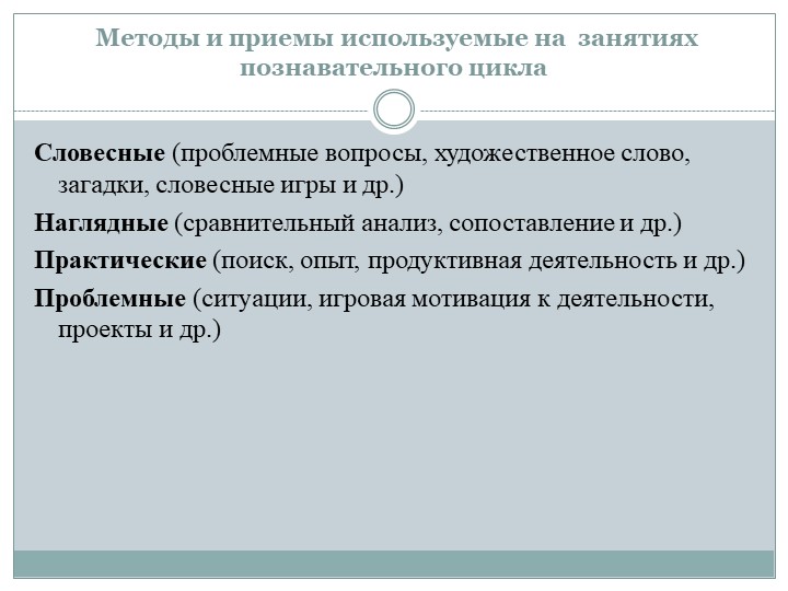 Интегрированный подход в организации занятий познавательного цикла
