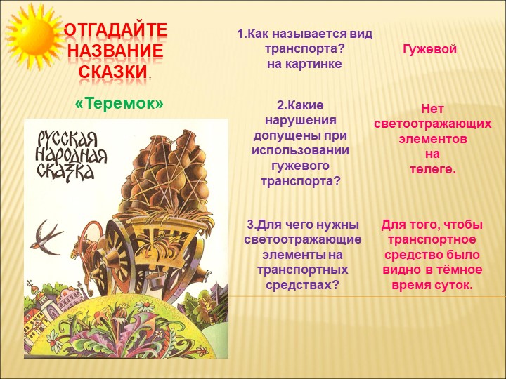 Презентация по правилам дорожного движения на тему: "ПДД по дорогам сказок".