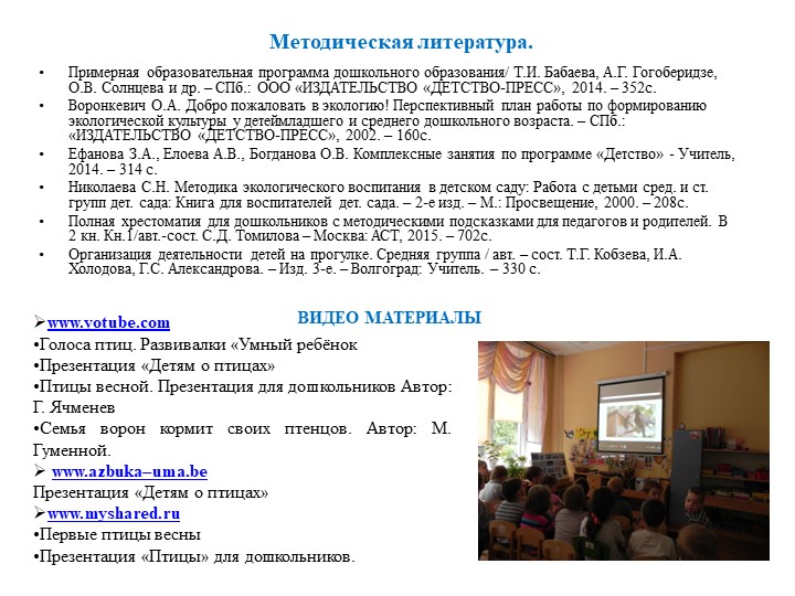 Экологически ориентированный проект "В гостях у друзей Филина" (средняя группа)