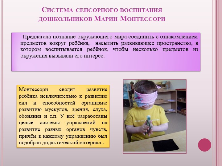 Презентация "Системы сенсорного воспитания дошкольников: Ф. Фребель, М. Монтессори, О. Декроли, М. Манасеин