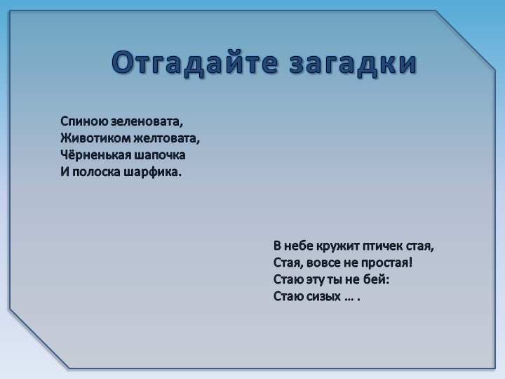 Презентация на тему6 "Зимующие птицы"