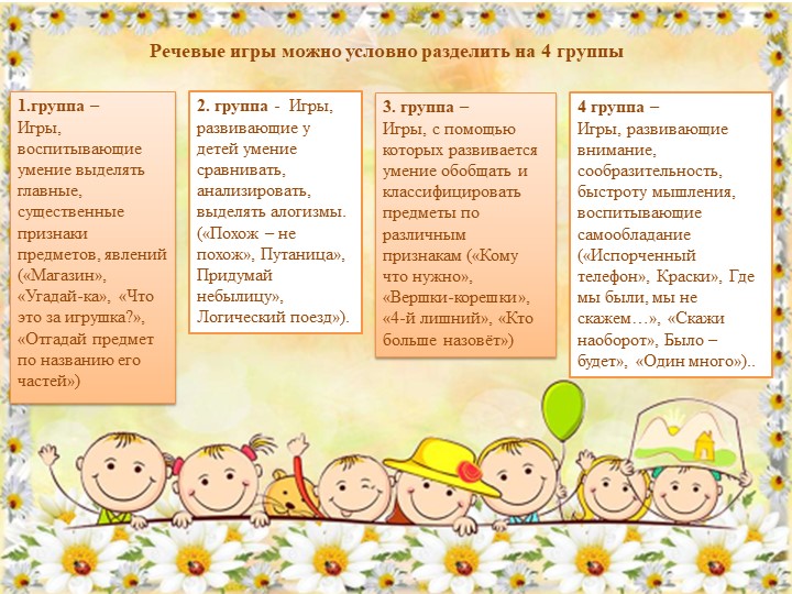 Речевые игры в развитии дошкольников