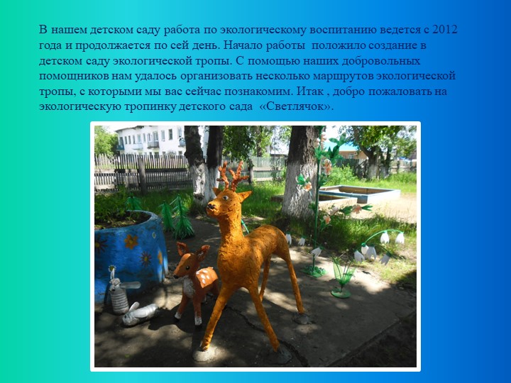 Презентация по экологическому воспитанию "Экологическая тропа"