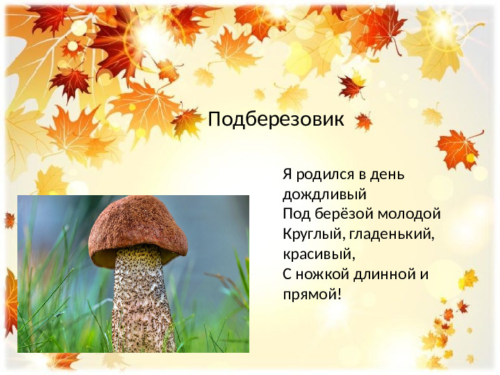 Презентация по лексической теме " В лес за грибами" средняя группа