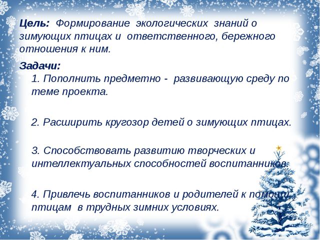 Зимующие птицы. Презентация для дошкольников