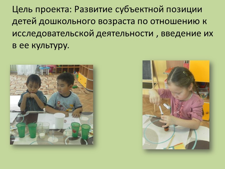 Презентация проекта "Пропедевтика исследовательской и проектной деятельности как средство развития субъектности дошкольника "