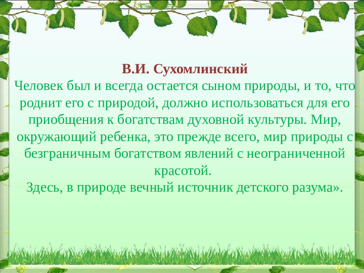 Презентация по экологии "Формирование экологического воспитания у дошкольников ".