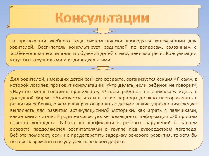 Формы работы с родителями по проведению диагностики нарушений речевого развития детей раннего возраста