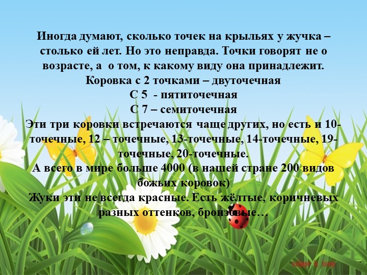 Презентация для подготовительной группы "Божья коровка"
