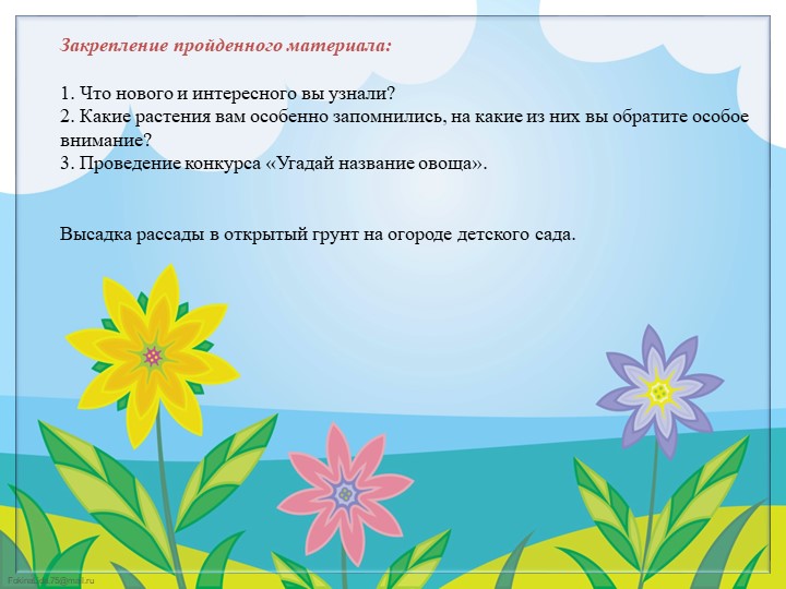 Экологический проект в подготовительной группе "Огород круглый год"