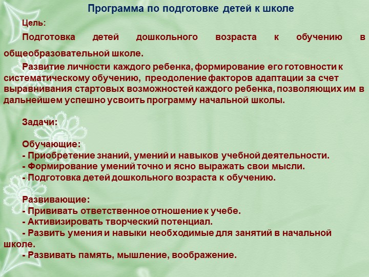 РАБОЧАЯ ПРОГРАММА воспитателя подготовительной группы