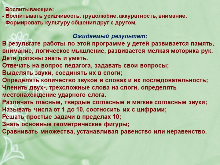 РАБОЧАЯ ПРОГРАММА воспитателя подготовительной группы
