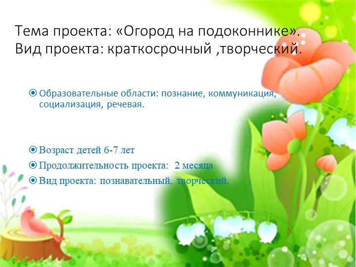 Проект "Огород на подоконнике"