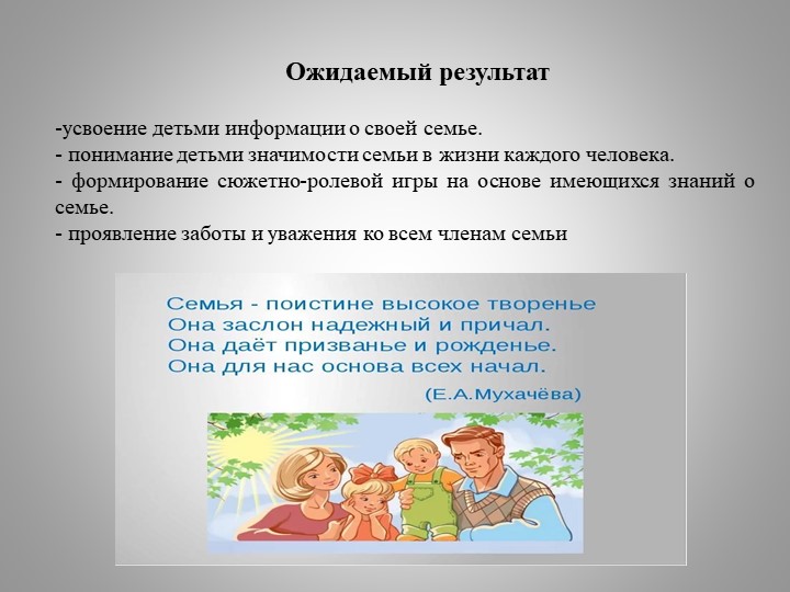 Презентация по взаимодействию педагогов с семьями воспитанников "Моя семья"
